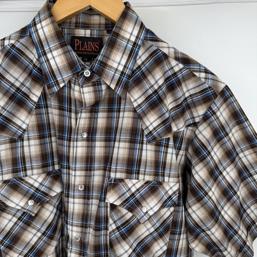 Vintage Style Western Pearl Snap Shirt Mens M‎ Plaid Cowboy Rodeo Ranch